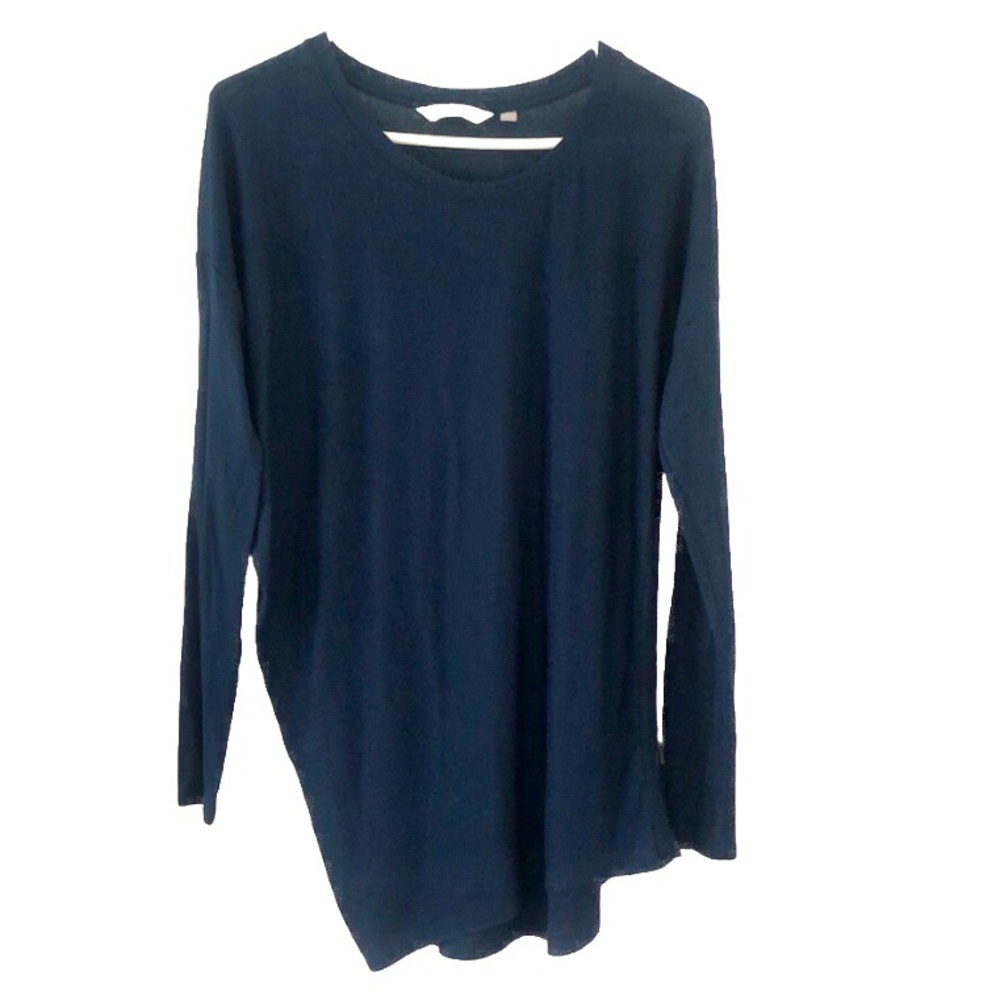 Athleta Threadlight Asym Relaxed Long Sleeve Top Navy Blue #266061 size XS
